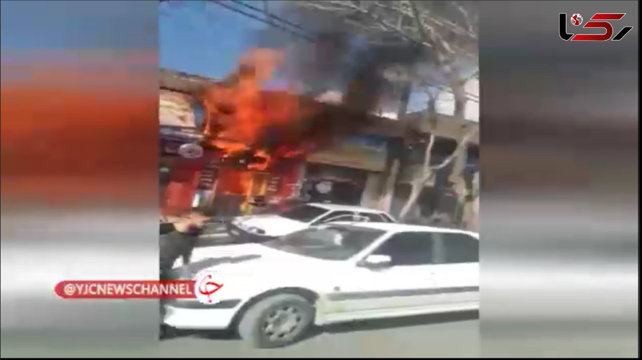 فیلم آتش سوزی هولناک یک مغازه در اصفهان / صدای انفجارها همه جا را فراگرفته بود + عکس