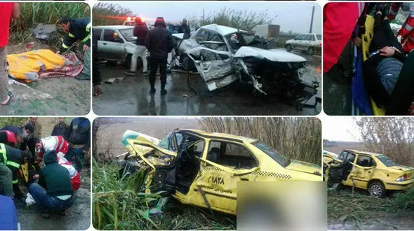 تصادف خونین برای سه خودرو در بابل+ عکس