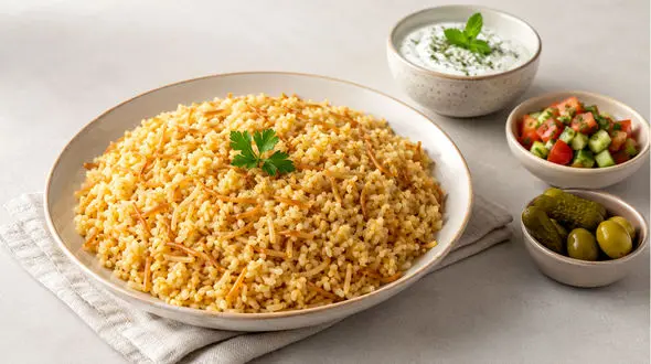عکس مراحل و طرز تهیه بلغور پلو با رشته؛ یک غذای مقوی و متفاوت برای شام / پاسخ به سوالات کاربران