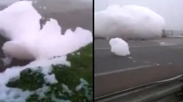 حادثه عجیب سقوط ابر از آسمان! + فیلم