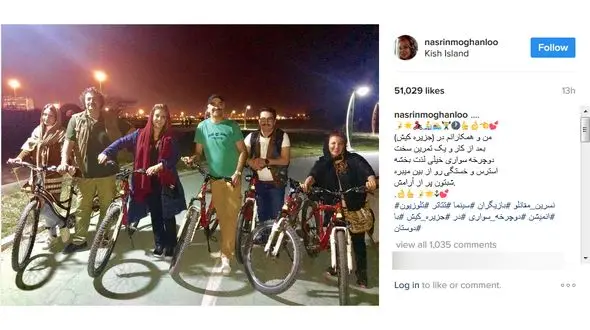 دوچرخه سواری  بازیگر زن در جزیره کیش+ عکس