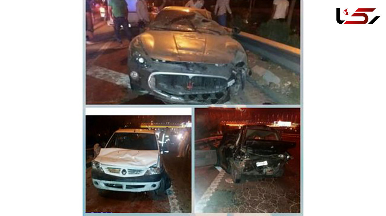 تصادف وحشتناک خودرو مازراتی میلیاردی با ال 90 در تهران! +عکس