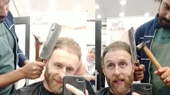 آرایشگری با چکش و ساتور +عکس