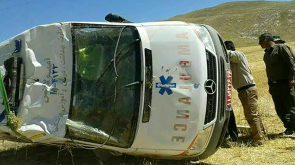 حادثه وحشتناک برای آمبولانس اورژانس در بجنورد
