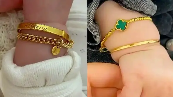 جدیدترین مدل‌ های دستبند طلا نوزادی؛ هدیه شیک و خاص برای تازه‌ متولدین