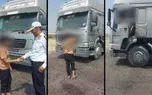 فیلم / پسر 14 ساله راننده کامیون حامل گاز مایع بود! / توقیف در هرمزگان