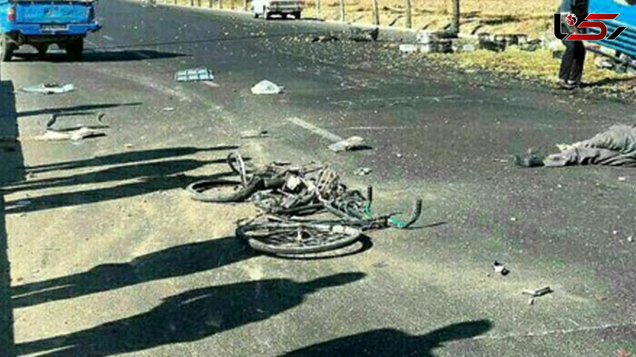 نیسان آبی از روی دوچرخه سوار شیرازی رد شد +عکس تلخ