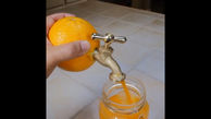 پرتقال را به دستگاه آبمیوه گیری تبدیل کن! / فیلم