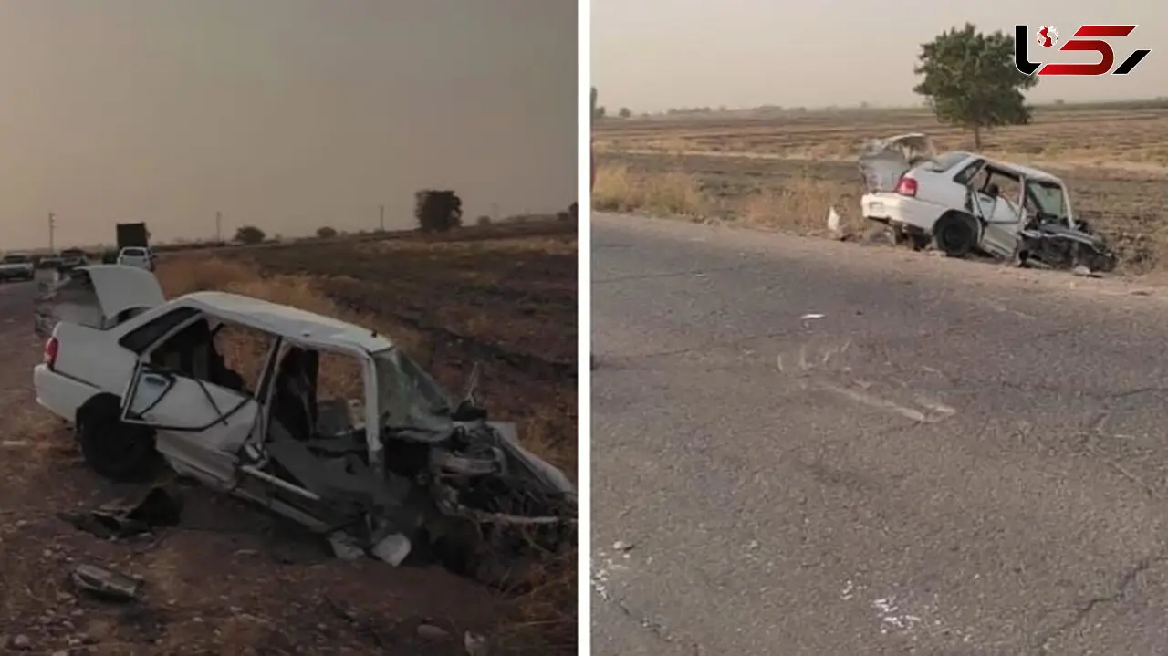 تصادف مرگبار پراید با کامیون کشنده در شوش + عکس پراید مچاله شده