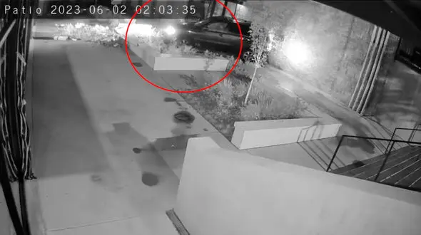 فیلم رانندگی با خودرو سواری روی پله های خانه مسکونی/ داخل باغچه هم رفت!