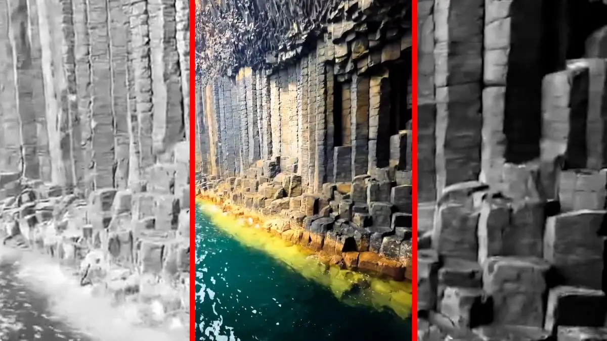 فیلم شگفتی هندسی طبیعت در غار فینگال اسکاتلند