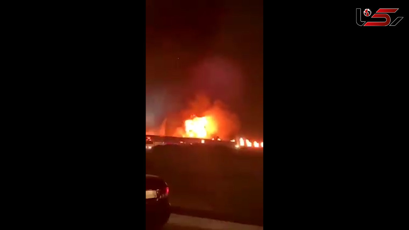 آتش‌سوزی بزرگ در ایستگاه قطار جده عربستان + فیلم