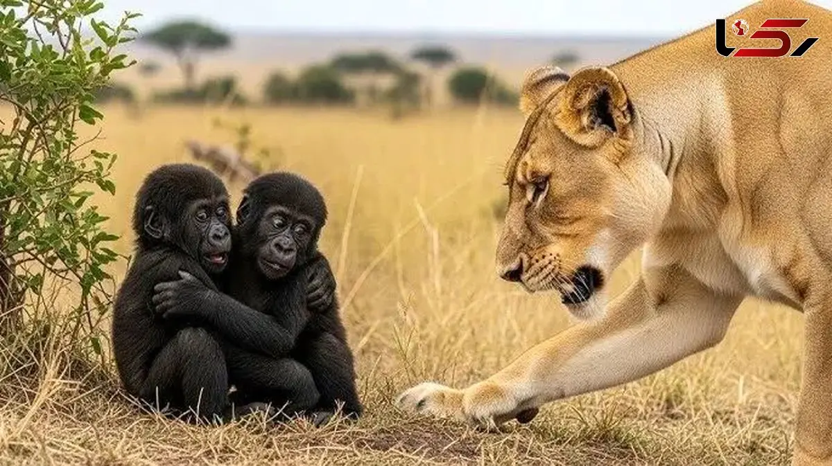 فیلم/شیر گشنه به بچه میمون ها رسید نه تنها نخورد بلکه شد مادرشون