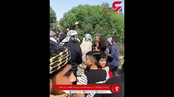 لحظه وحشتناک تیراندازی  در  خاکسپاری شیخ یک طایفه در خرمشهر +فیلم