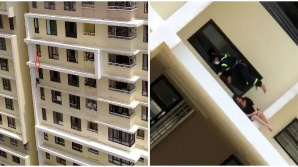فیلم لحظه خودکشی دختر جوان از آپارتمان 