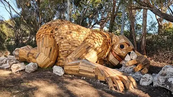 غول چوبی در آتش سوخت + عکس