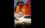 عبور دیوانه‌وار کامیون غرق در شعله‌های آتش از خیابان شلوغ + فیلم