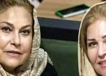 عکس/عکس یادگاری «مهرانه مهین ترابی» و «ایرج قادری» در پشت صحنه یک فیلم