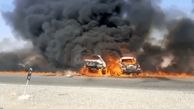 زنده زنده سوختن 3 مسافر در تصادف انفجاری کرمان ! + عکس وحشتناک