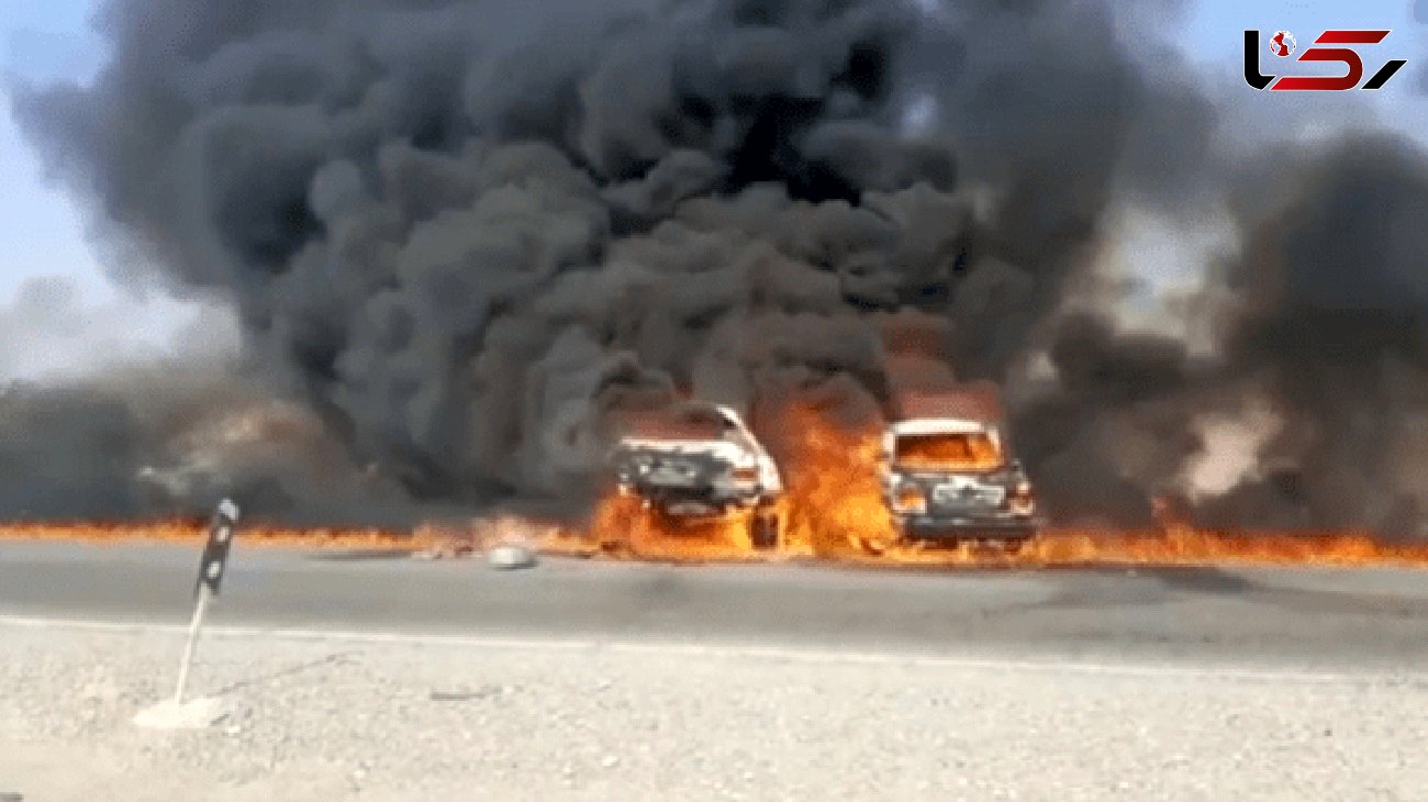 زنده زنده سوختن 3 مسافر در تصادف انفجاری کرمان ! + عکس وحشتناک