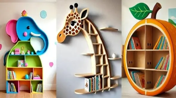 مدل‌ های جذاب کتابخانه دیواری و زمینی برای اتاق کودک