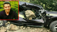 سقوط مرگبار سنگ روی ماشین شاسی بلند در گیلان + عکس ماشین له شده