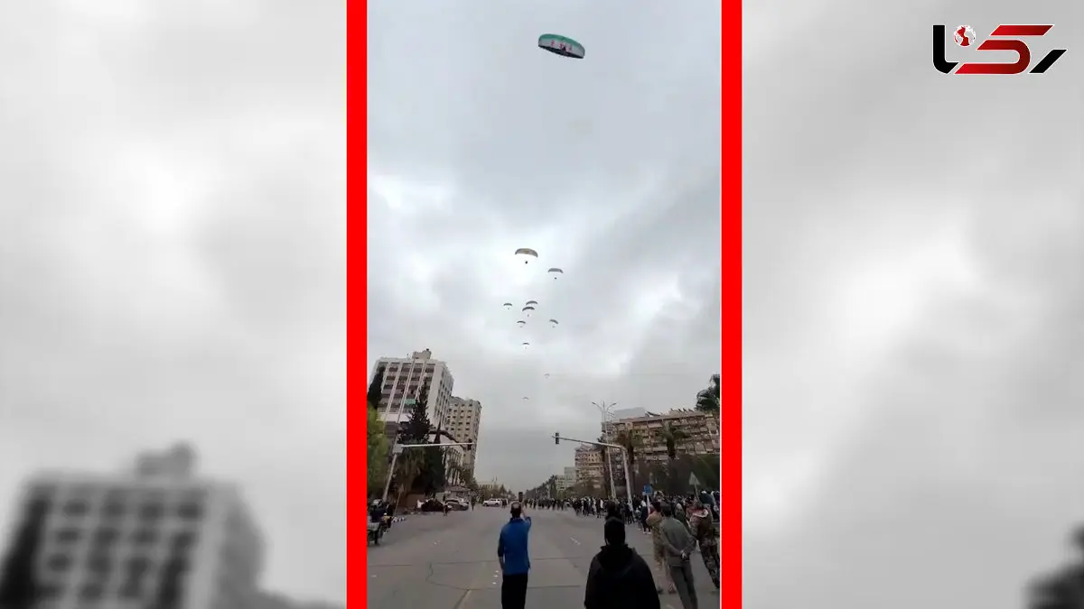 فیلم نمایش هوایی چتربازان بر فراز دمشق