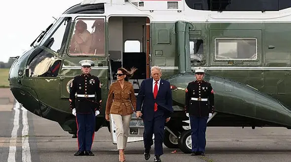 هلیکوپتر حامل ترامپ و ملانیا در سفر به انگلیس دچار نقص فنی شد