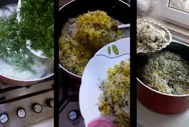 سبزی پلوی تازه و خوشمزه ناهار امروز + فیلم