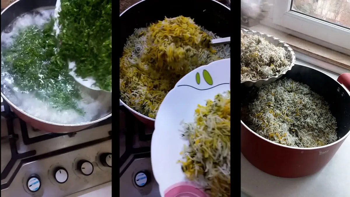 سبزی پلوی تازه و خوشمزه ناهار امروز