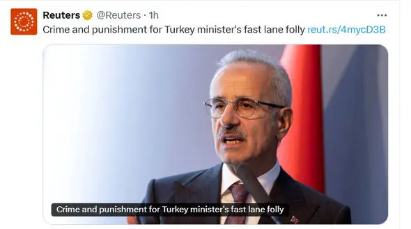 سرعت غیرمجاز وزیر حمل و نقل ترکیه کار دستش داد 