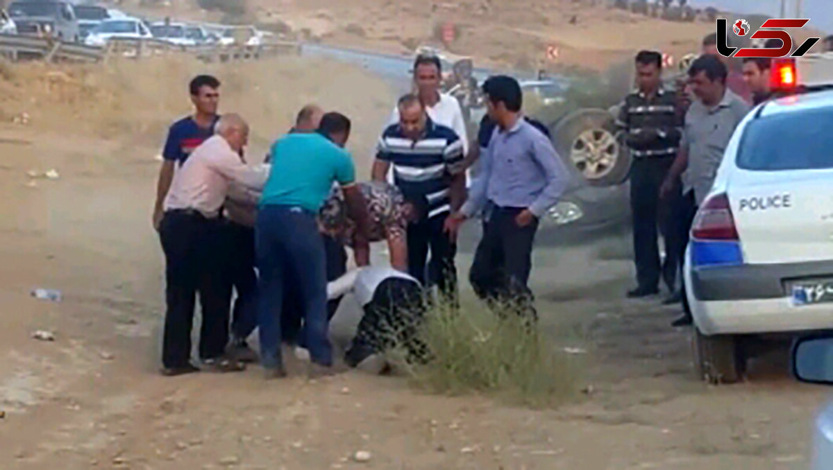 رفتار وحشیانه راننده لندکروز با مامور پلیس راه فارس + فیلم لحظه درگیری و عکس