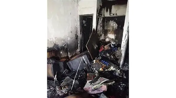  آتش سوزی ساختمان 5 طبقه در نبرد شمالی + عکس