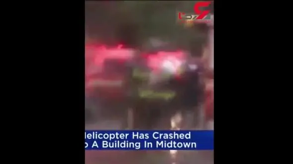 سقوط بالگرد روی یک ساختمان در امریکا + فیلم