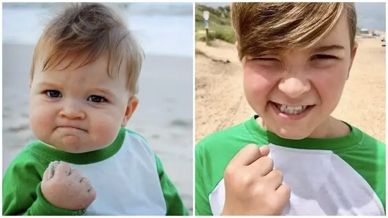 سم گراینر (Success Kid) با مشت گرهکرده و چهره مصمم، نماد پیروزی و موفقیت از سال ۲۰۰۷
