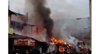آتش سوزی هولناک 10 مغازه در شهر زیرآب سوادکوه