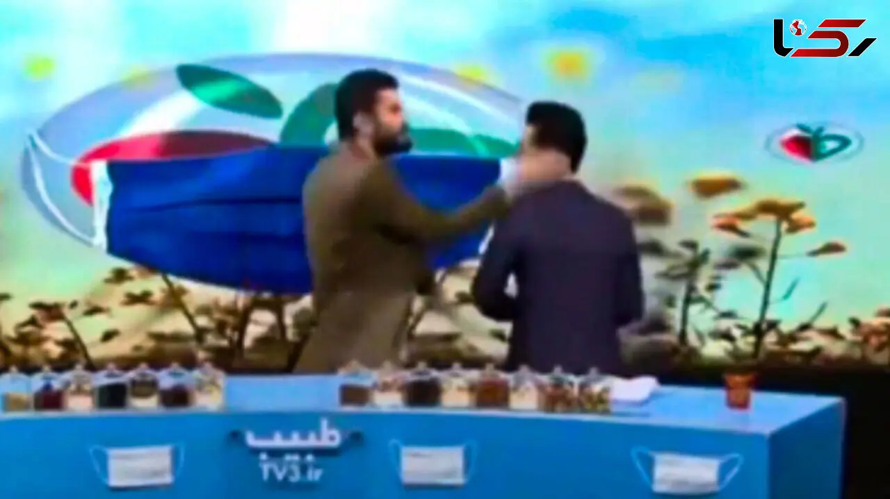 سیلی محکم مجری ایرانی به گوش میهمان در یک برنامه زنده ! + فیلم