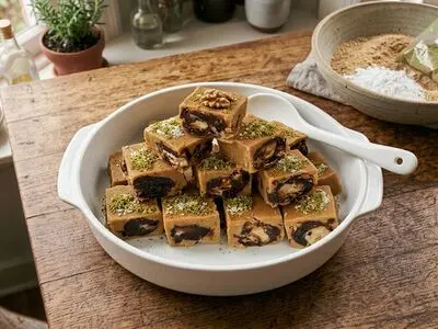 طرز تهیه رنگینک با خرما و آرد گندم / شیرینی سنتی برای افطار و مهمانی ها + گزارش تصویری