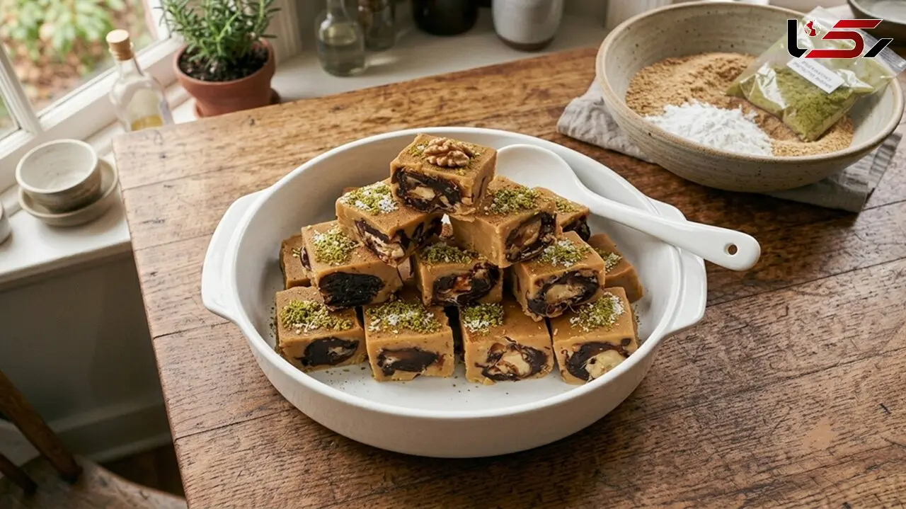 طرز تهیه رنگینک با خرما و آرد گندم / شیرینی سنتی برای افطار و مهمانی ها + گزارش تصویری