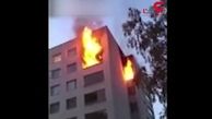 مرگ دردناک یک مرد هنگام فرار از آتش طبقه هفتم + فیلم