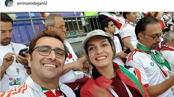 عکس عجیب و متفاوت زن و شوهر بازیگر در ورزشگاه روسیه 