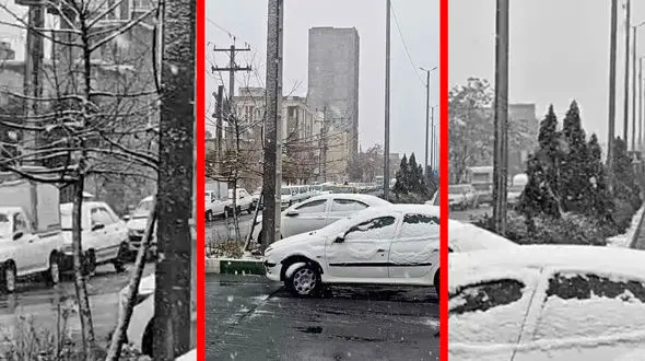 فیلم سپیدپوش شدن خیابان نواب پس از بارش برف