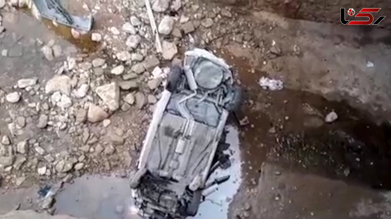 فیلم سقوط خودروی جوان ایذه ای به پایین پل / او جان باخت