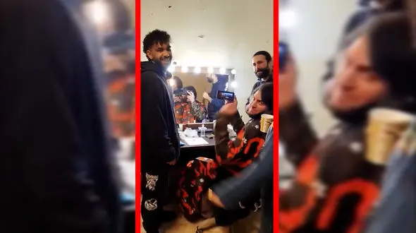 فیلم رپ‌خوانی امیرحسین فتحی با شایع در اتاق گریم