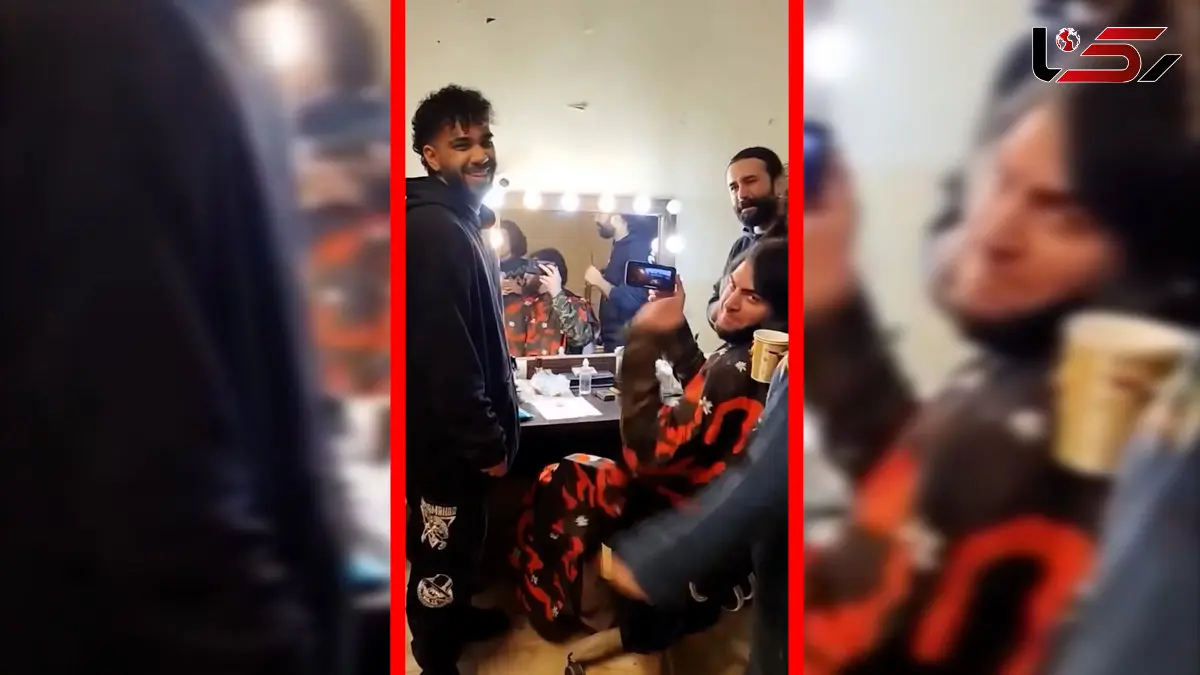 فیلم رپ‌خوانی امیرحسین فتحی با شایع در اتاق گریم