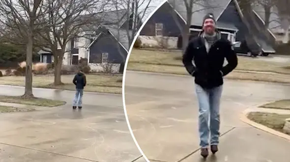 اسکیت بازی روی خیابان‌ یخ زده + فیلم