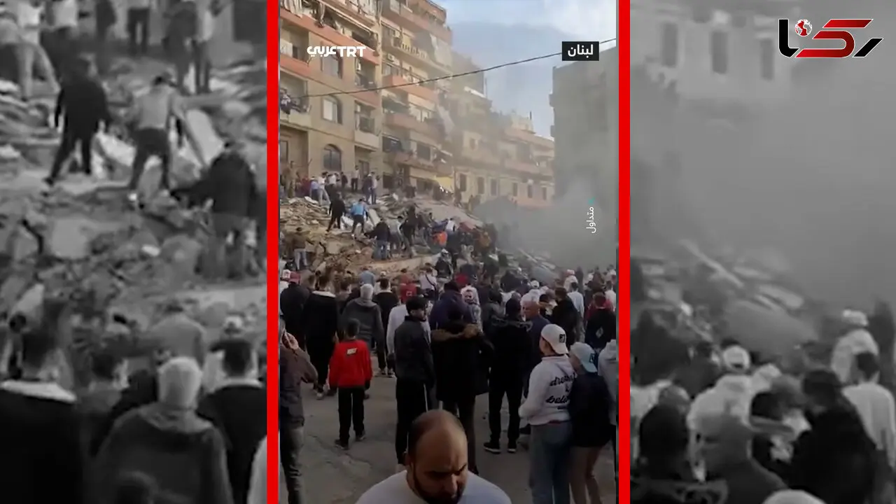 فیلم حادثه هولناک ریزش ساختمان مسکونی در شمال لبنان