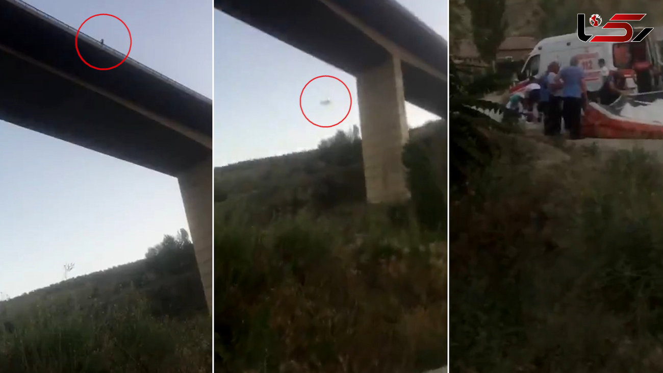 لحظه هولناک خودکشی مردی از بالای پل مرتفع +فیلم