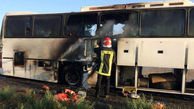 آتش به جان اتوبوس کارکنان شهرک صنعتی مشهد افتاد/ راننده به بیمارستان منتقل شد