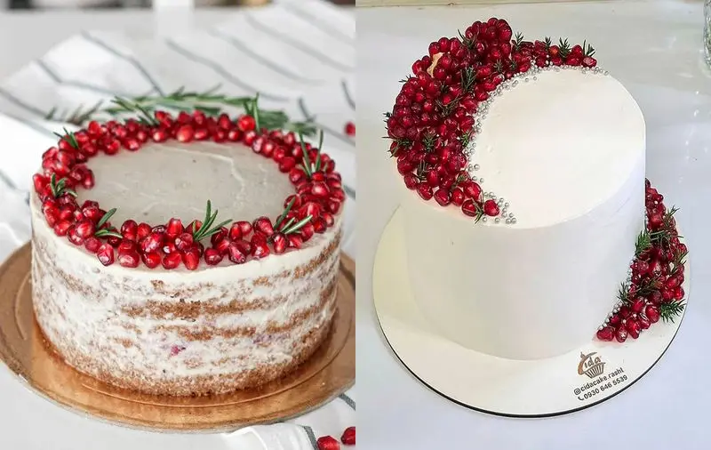 تزیین کیک شب یلدا خانگی با انار